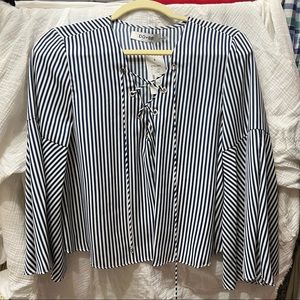 Striped Tie Front Blouse